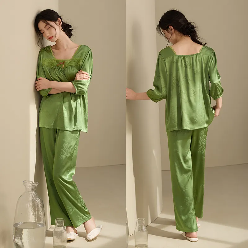 Xuan Liang Pajama Set Women's Pasture Grass Green-3