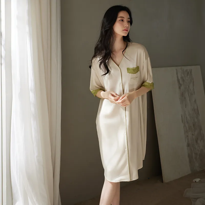 Xuan Liang Nightgown Women's Beige Apricot-1