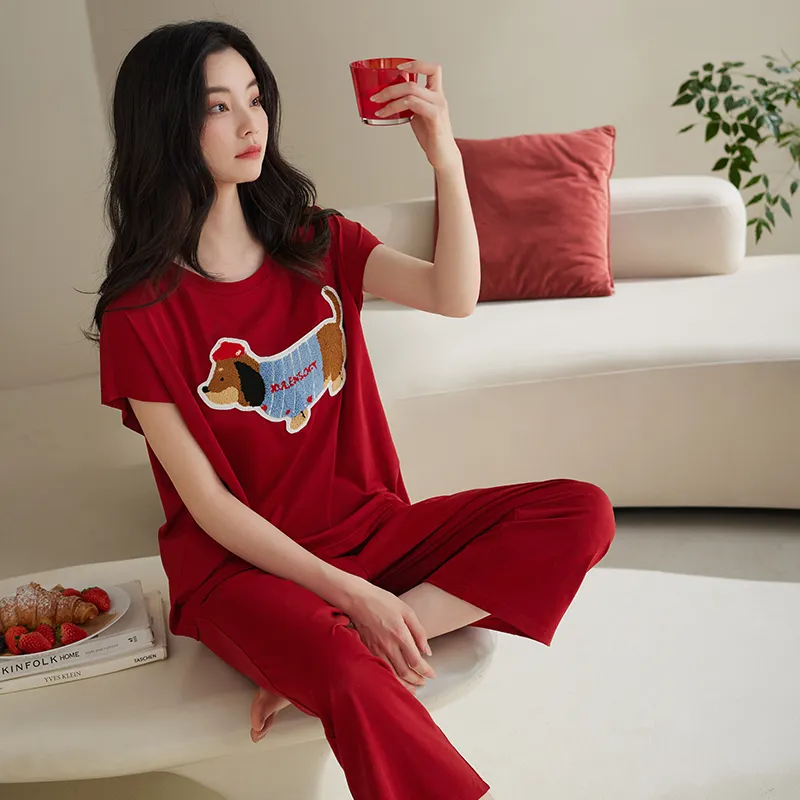 Xuan Liang Pajama Set Women's Maroon-4