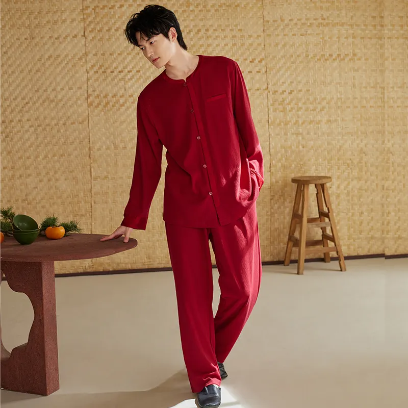 Xuan Liang Pajama Set Men's Gift Box Set Maroon-4