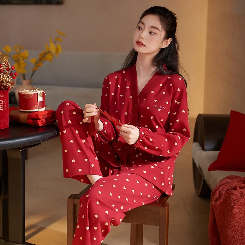Xuan Liang Pajama Set Women's Maroon-2