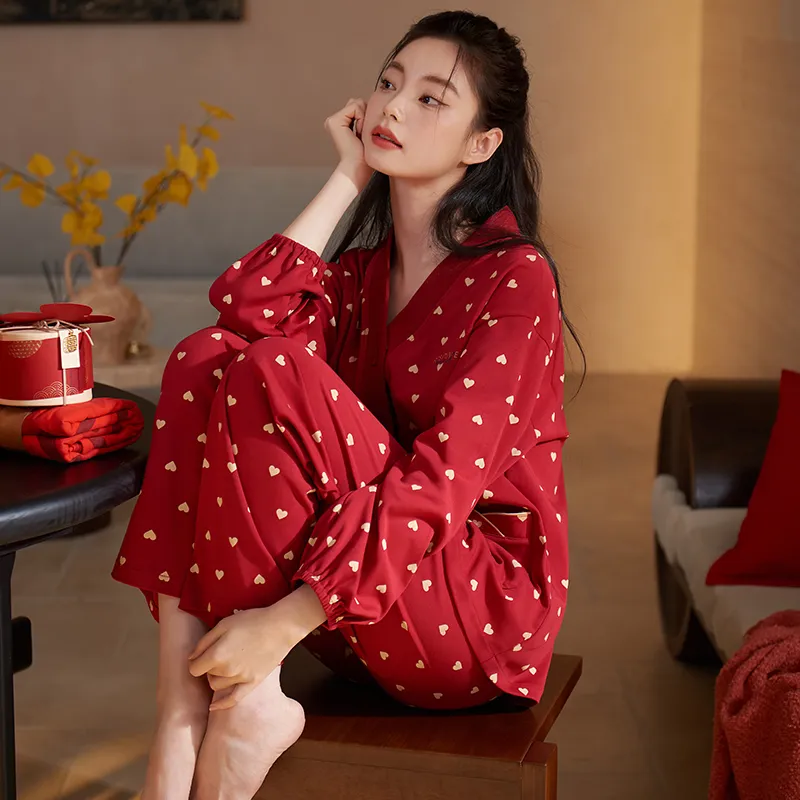 Xuan Liang Pajama Set Women's Maroon-1