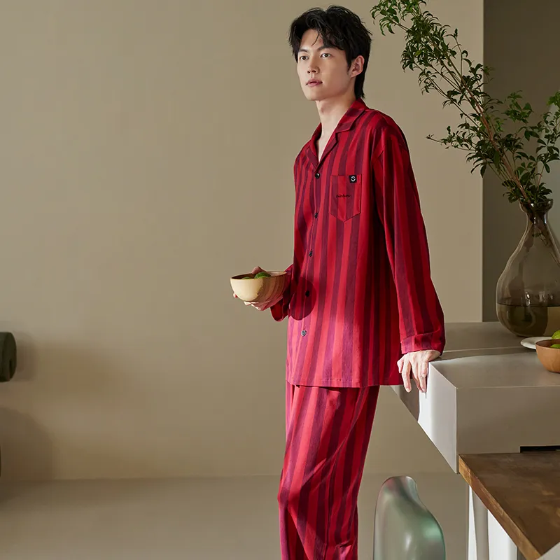 Xuan Liang Pajama Set Men's Gift Box Set Maroon-1