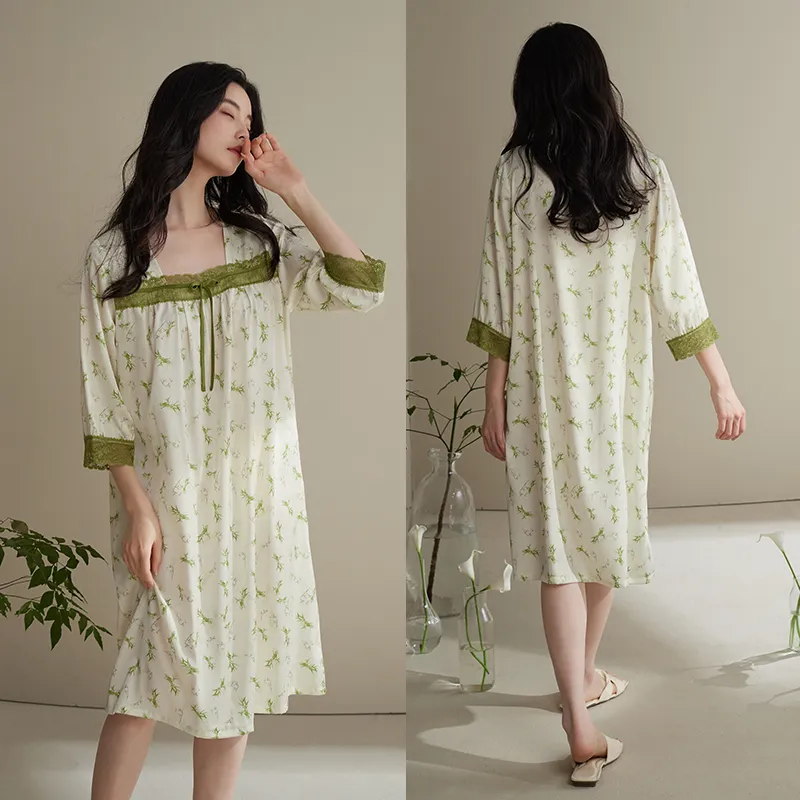 Xuan Liang Nightgown Women's Bamboo Green-3