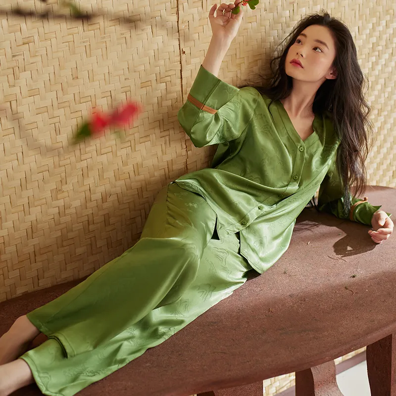 Xuan Liang Pajama Set Women's Gift Box Set Pasture Grass Green-1