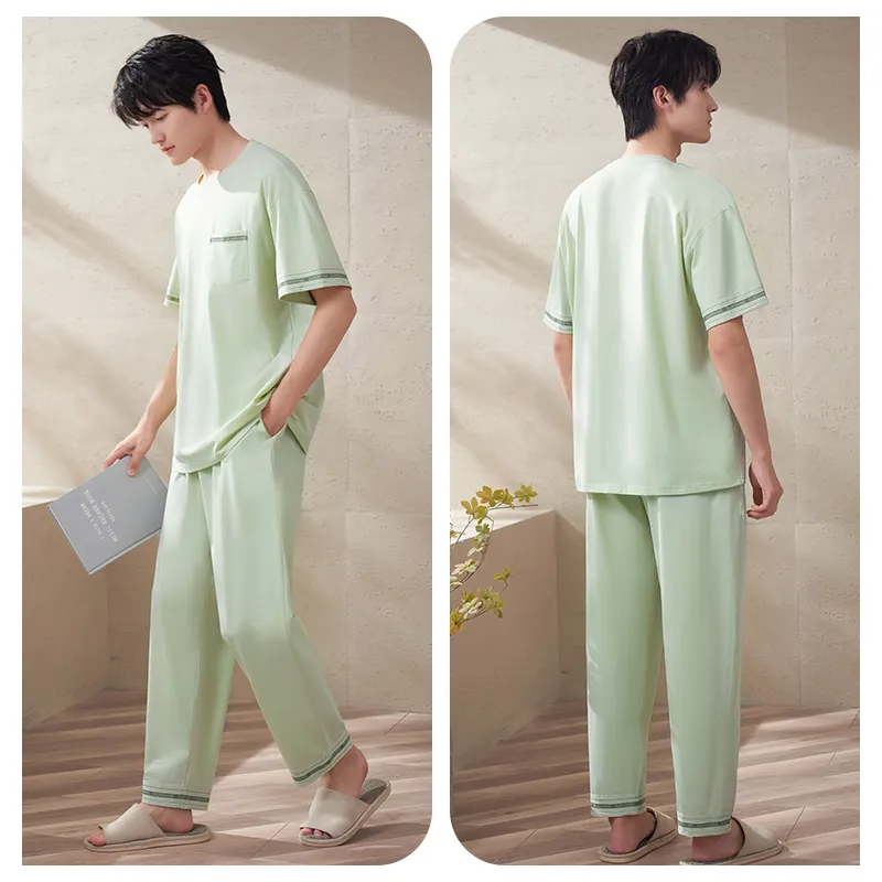 Xuan Liang Pajama Set Men's Aqua Wave Green-1