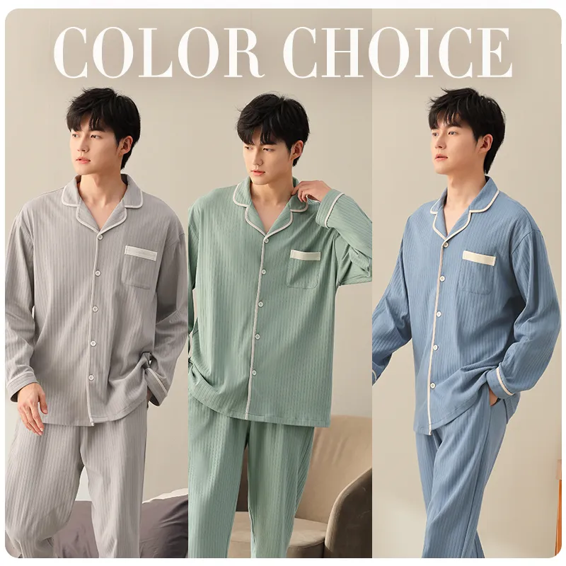 Xuan Liang Long Sleeved Pajama Set For Spring And Autumn Men's-1