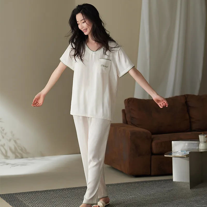 Xuan Liang Pajama Set Women's Gift Box Set Flowing Cloud White-4