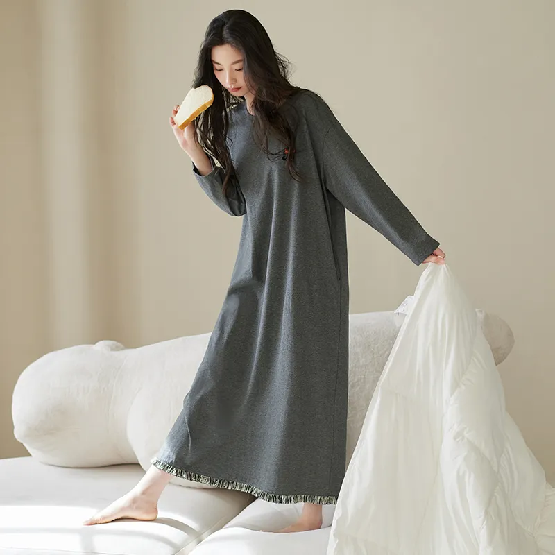 Xuan Liang Nightgown Women's Dark Heather Gray-3