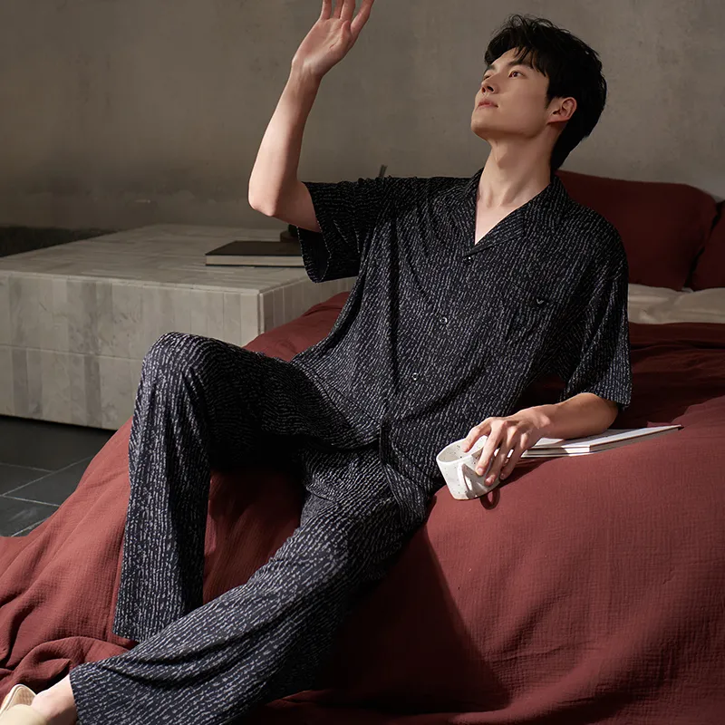 Xuan Liang Pajama Set Men's Gift Box Set Elegant Black-4