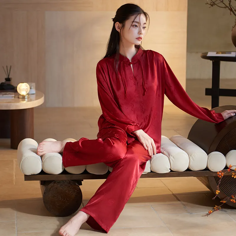 Xuan Liang Pajama Set Women's Gift Box Set Maroon-1