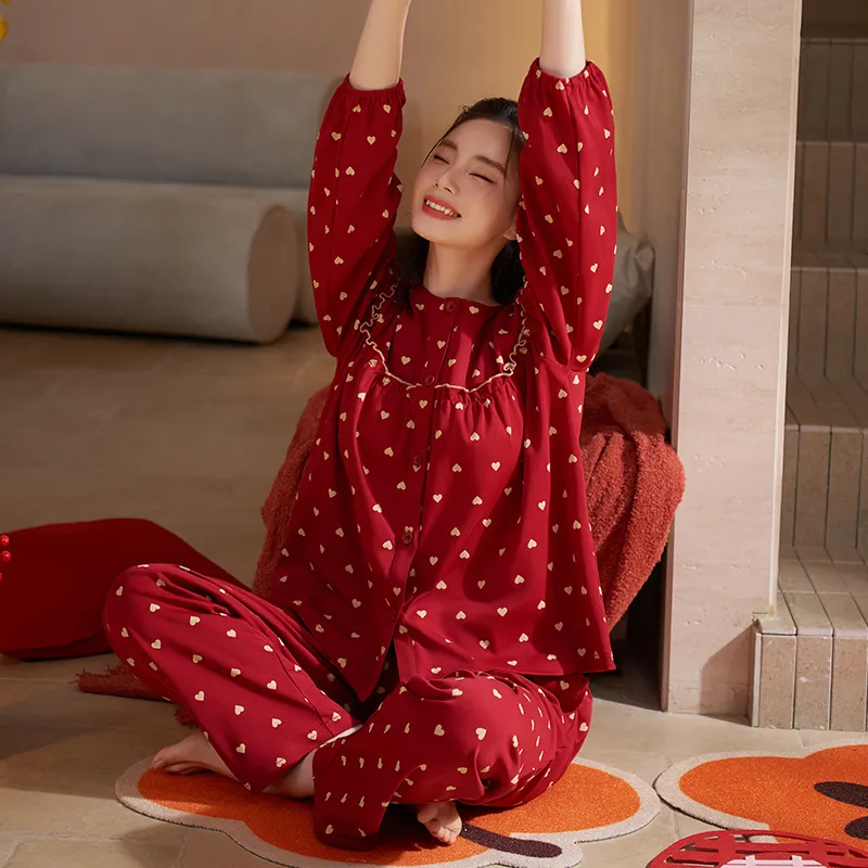 Xuan Liang Pajama Set Women's Maroon-1