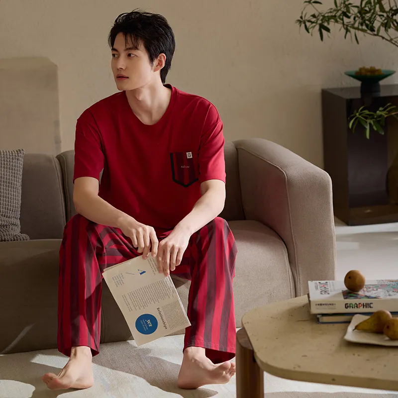 Xuan Liang Pajama Set Men's Maroon-5