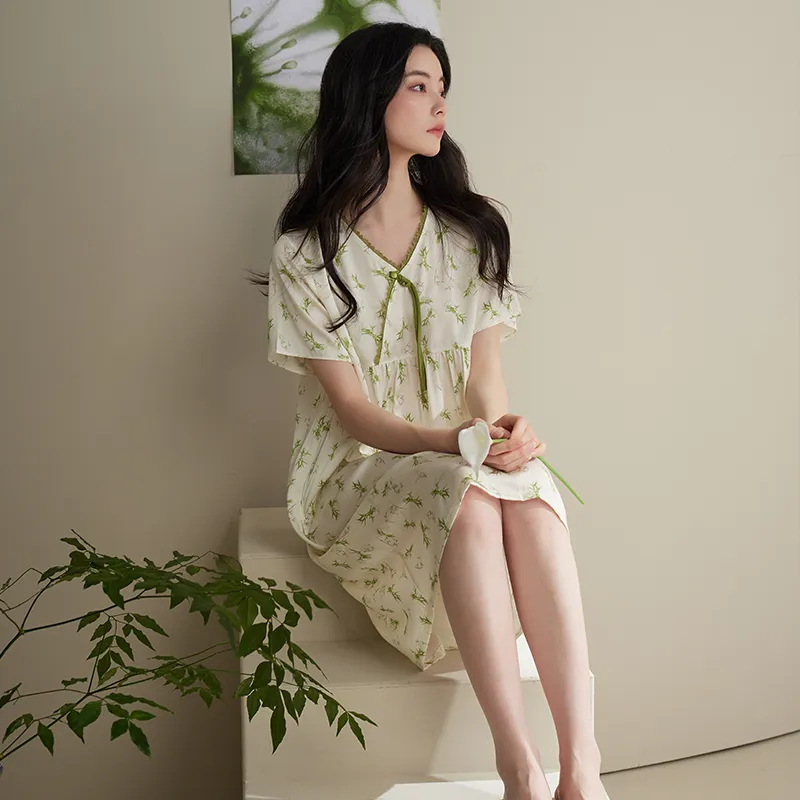 Xuan Liang Nightgown Women's Bamboo Green-4