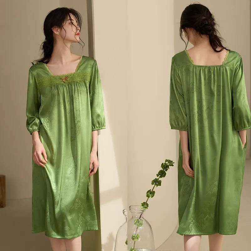 Xuan Liang Nightgown Women's Gift Box Set Pasture Grass Green-3