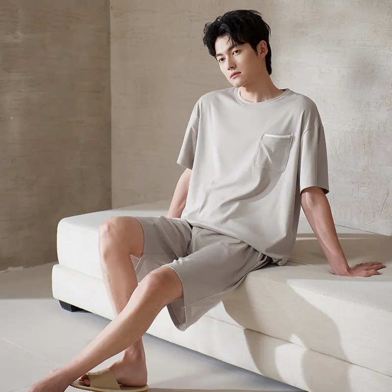Xuan Liang Pajama Set Men's Beige Gray-4