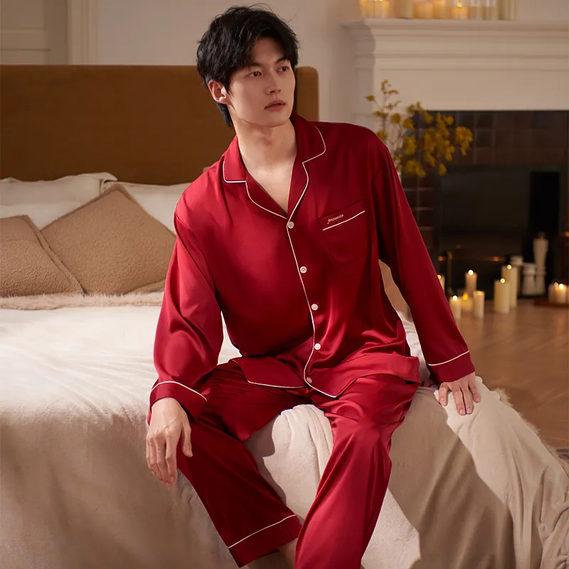 Xuan Liang Pajama Set Men's Gift Box Set Maroon-5