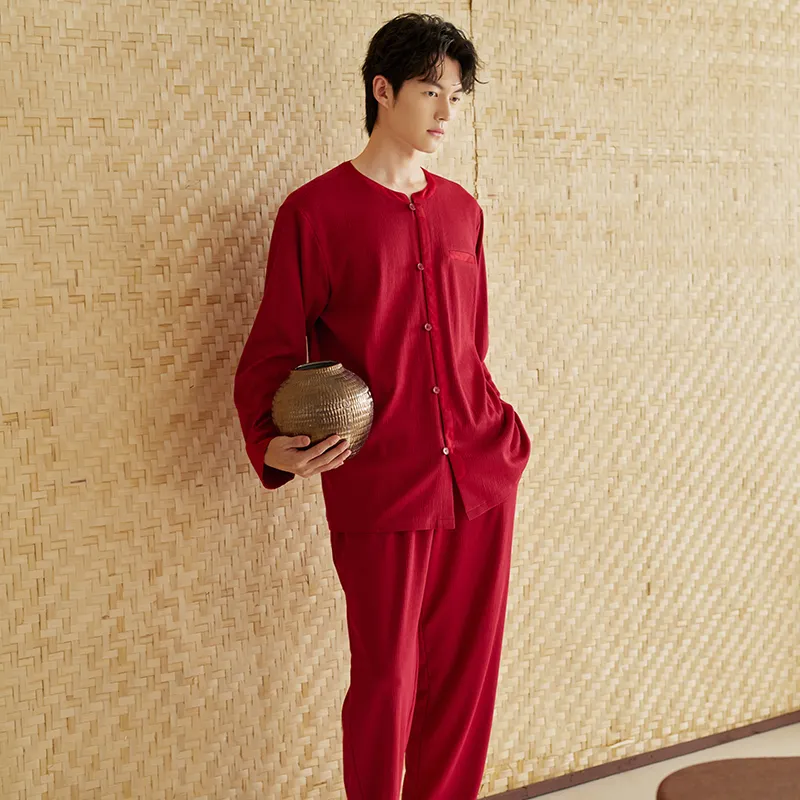 Xuan Liang Pajama Set Men's Gift Box Set Maroon-1