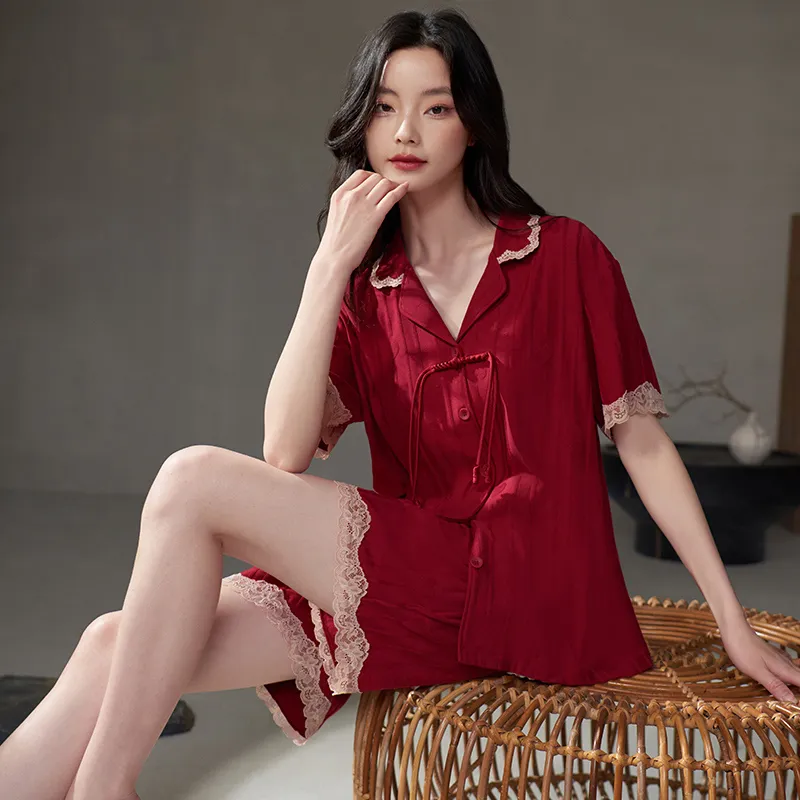 Xuan Liang Pajama Set Summer Women's Gift Box Set Maroon-4