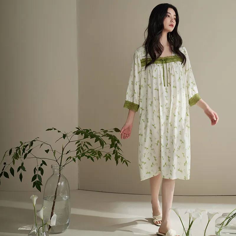 Xuan Liang Nightgown Women's Bamboo Green-1