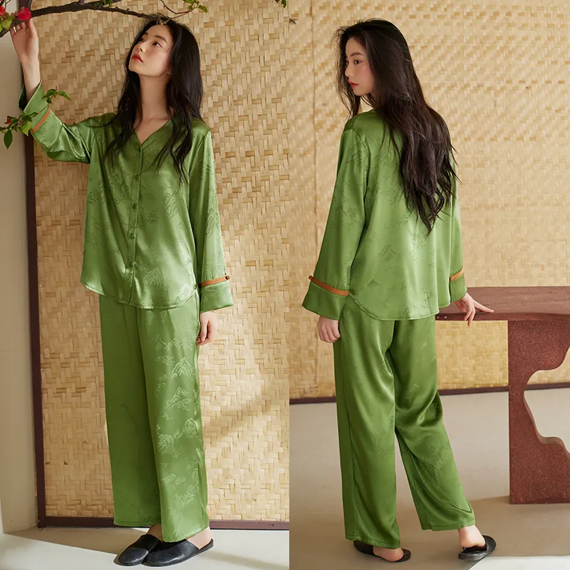 Xuan Liang Pajama Set Women's Gift Box Set Pasture Grass Green-3