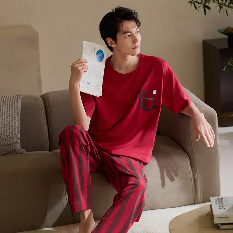 Xuan Liang Pajama Set Men's Maroon-1