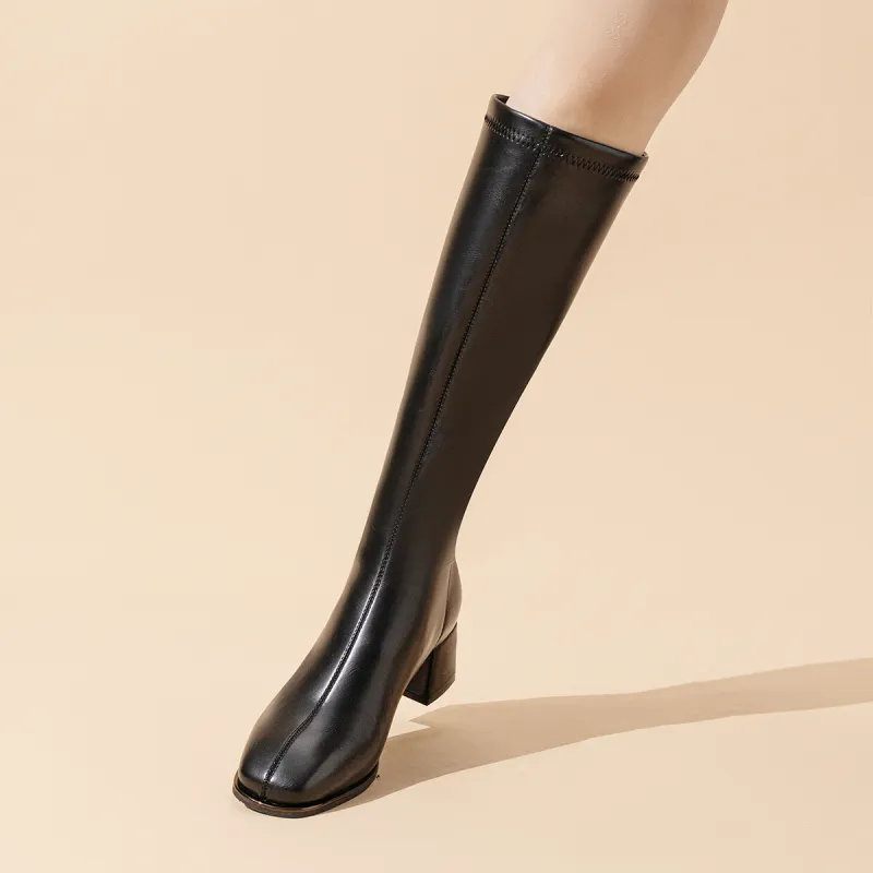 SHOUBA Knight Boots, Slim Boots Knee high Boots 5CM Women's-2