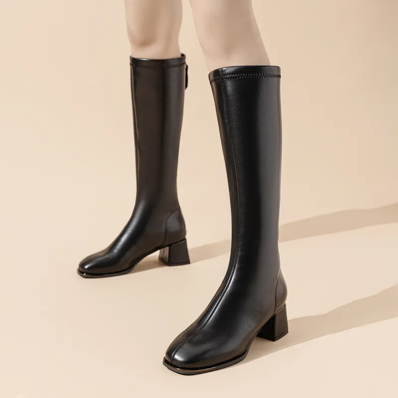 SHOUBA Knight Boots, Slim Boots Knee high Boots 5CM Women's-3