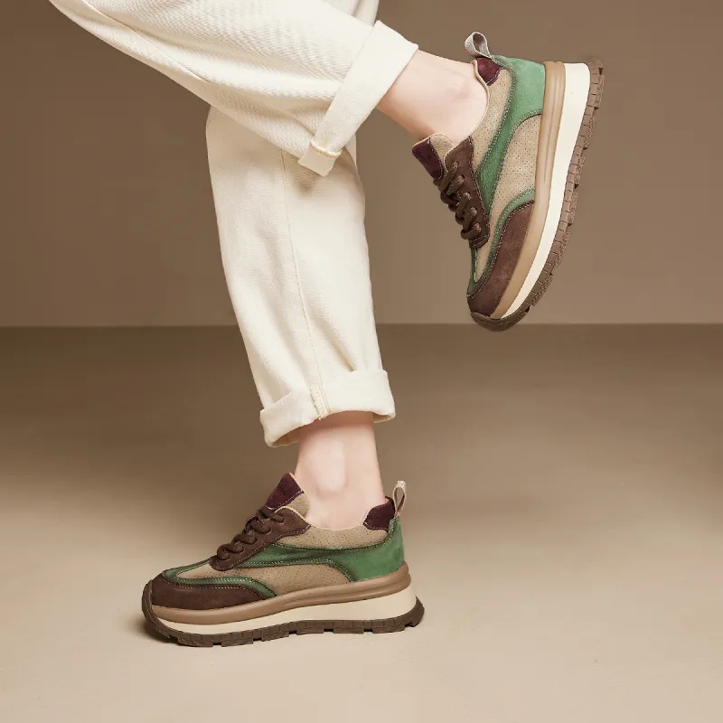 SHOUBA Breathable And Lightweight Low Top Casual Shoes Women's Khaki Green-4