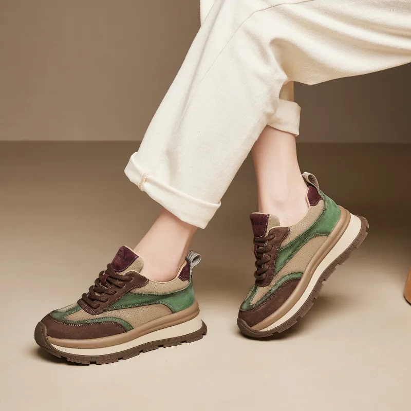 SHOUBA Breathable And Lightweight Low Top Casual Shoes Women's Khaki Green-2