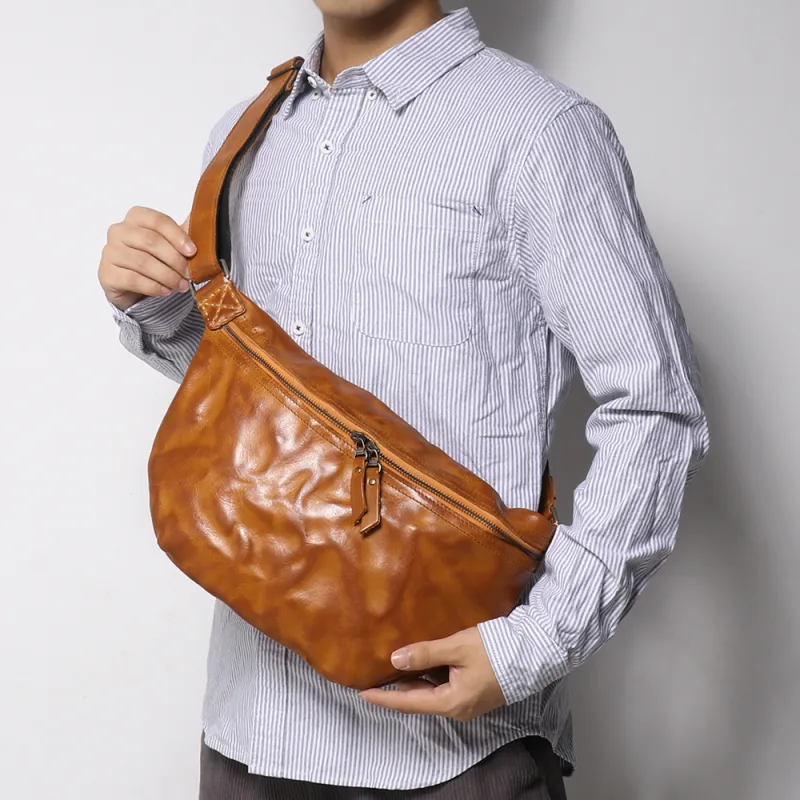 LARTIGENT Top Grain Cow Leather Versatile Shoulder Bag Medium Size Men's Vintage Brown/Coffee-2