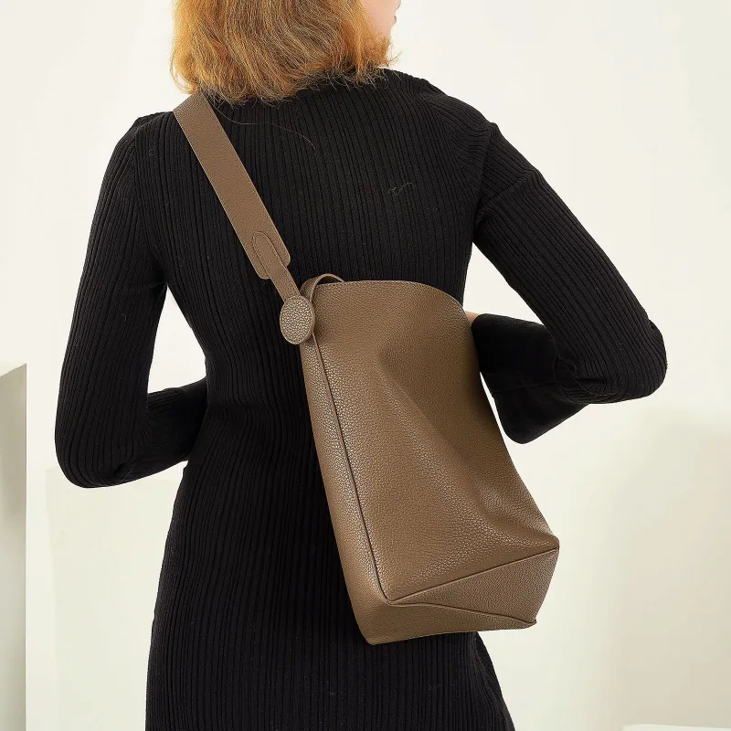 LARTIGENT Cow Leather Tote Bag, Shopping Bag, Crossbody Bag, Shoulder Bag Women's Caramel/Black-1