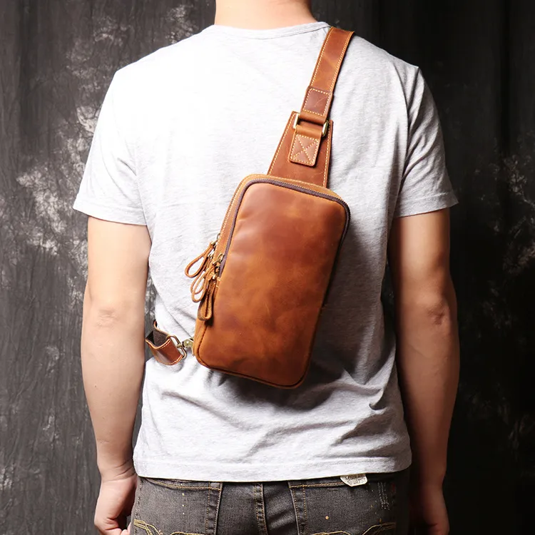 LARTIGENT Cow Leather Shoulder Bag Crossbody Bag Regular Men's Two Colors Available For Selection-4