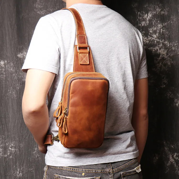 LARTIGENT Cow Leather Shoulder Bag Crossbody Bag Regular Men's Two Colors Available For Selection-5