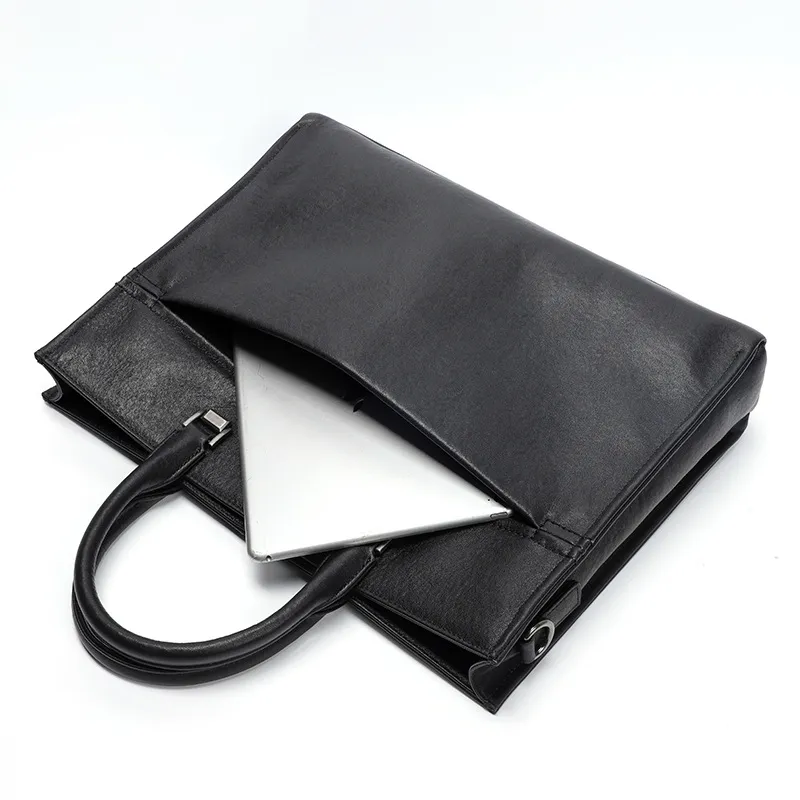 LARTIGENT Cow Leather Handbag Men's Black-5