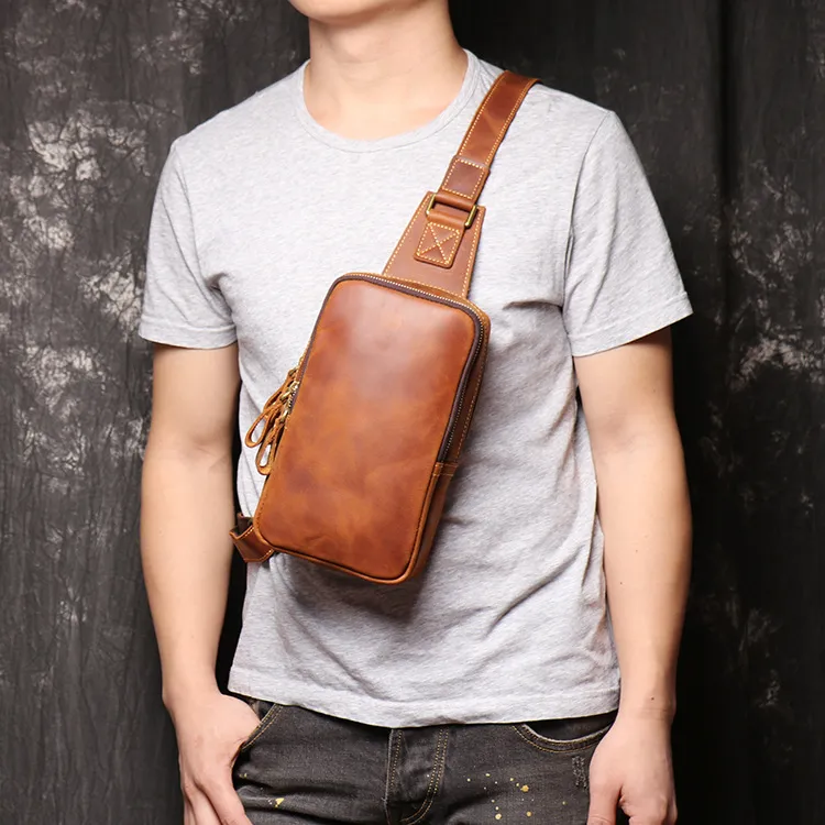 LARTIGENT Cow Leather Shoulder Bag Crossbody Bag Regular Men's Two Colors Available For Selection-3