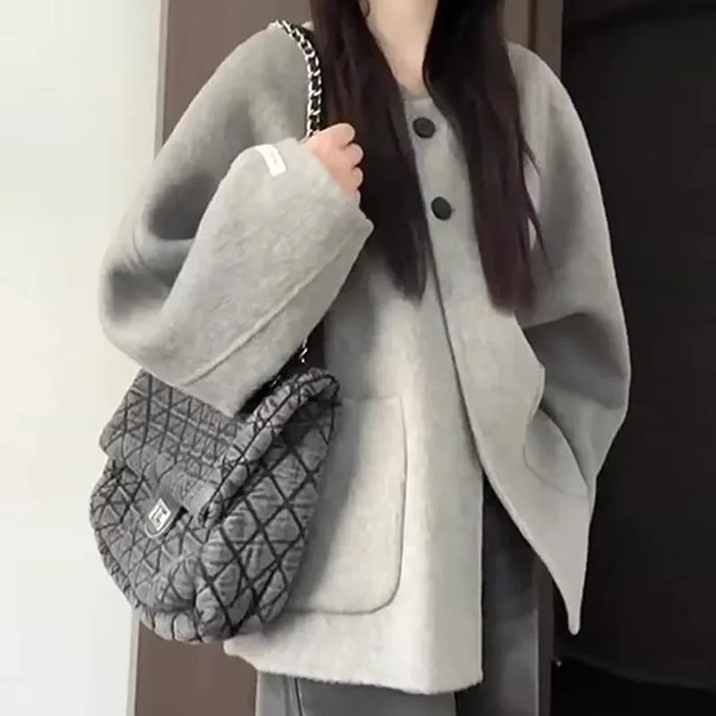 PLAY BUSH Velvet feel Coat Women's Gray-6