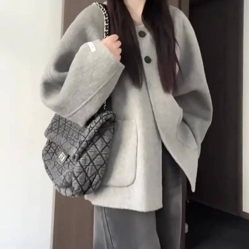 PLAY BUSH Velvet feel Coat Women's Gray-4