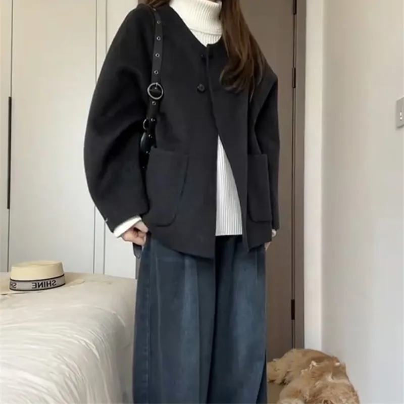 PLAY BUSH Velvet feel Coat Women's Gray-11