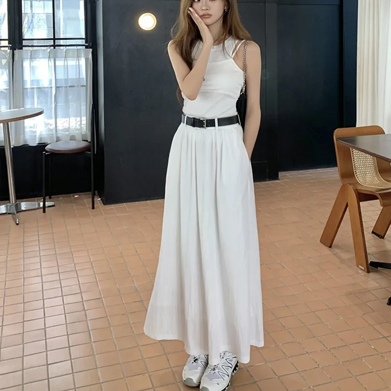 PLAY BUSH Casual Long Skirt Women's White-4