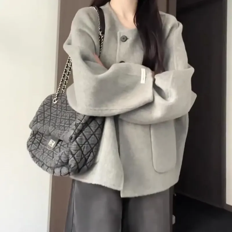 PLAY BUSH Velvet feel Coat Women's Gray-3