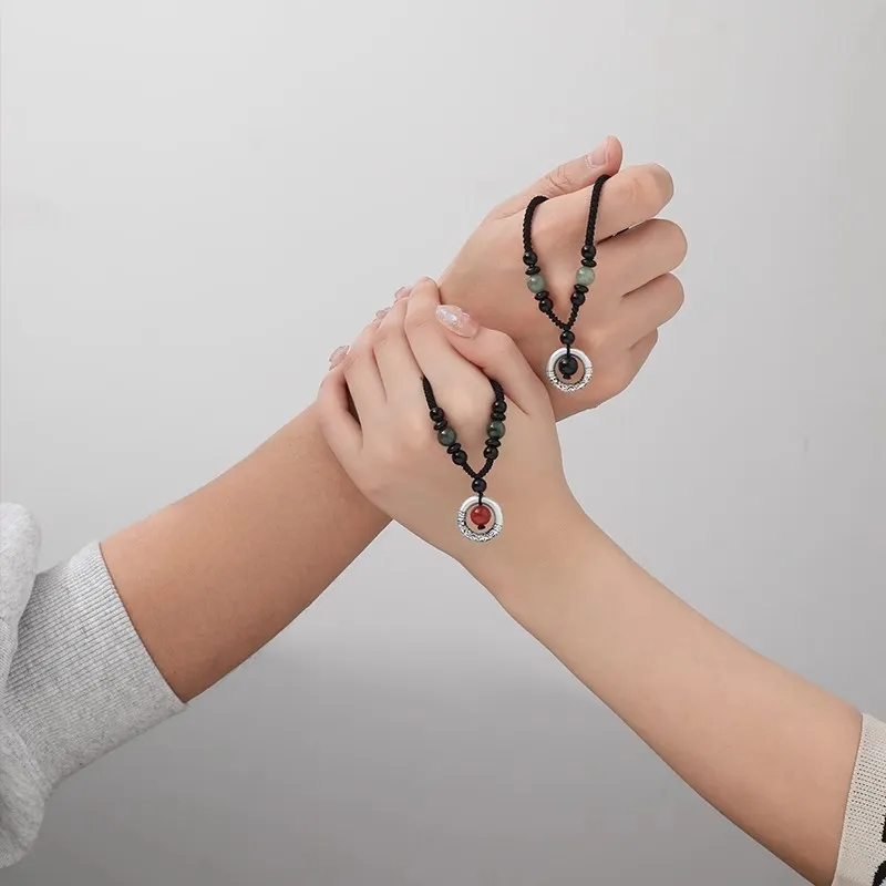 Hot Real Silver Building 999 Silver, Black Onyx Necklaces Unisex Black-2