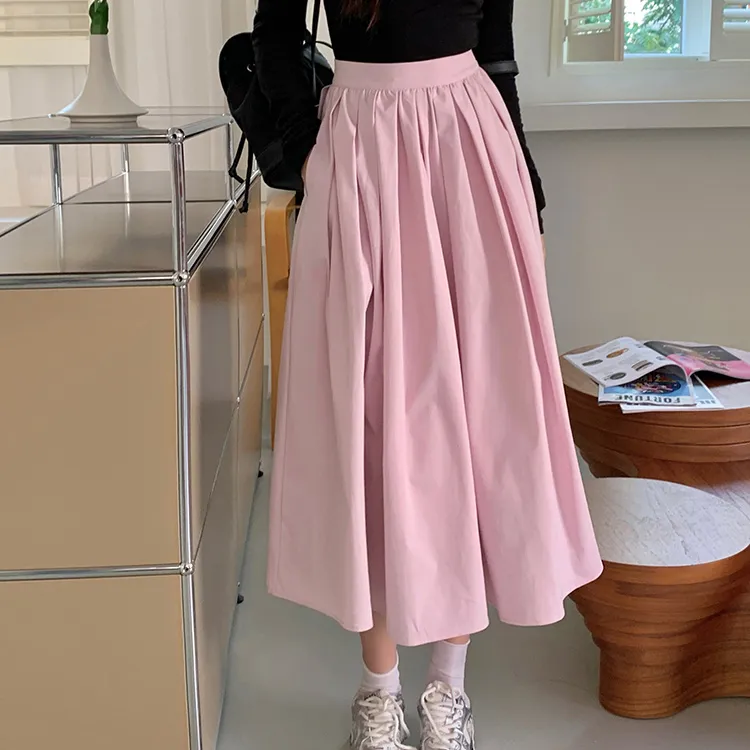 HUASJ Casual Long Skirts Women's Pink-2