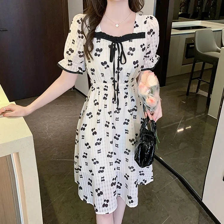HUASJ Short Sleeved Dresses Women's Beige-2