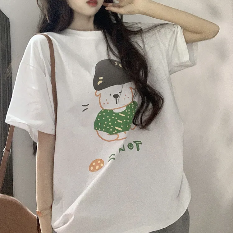 HUASJ T Shirts Women's White-1