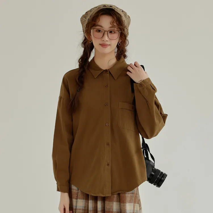 HUASJ Shirts Women's Khaki-4