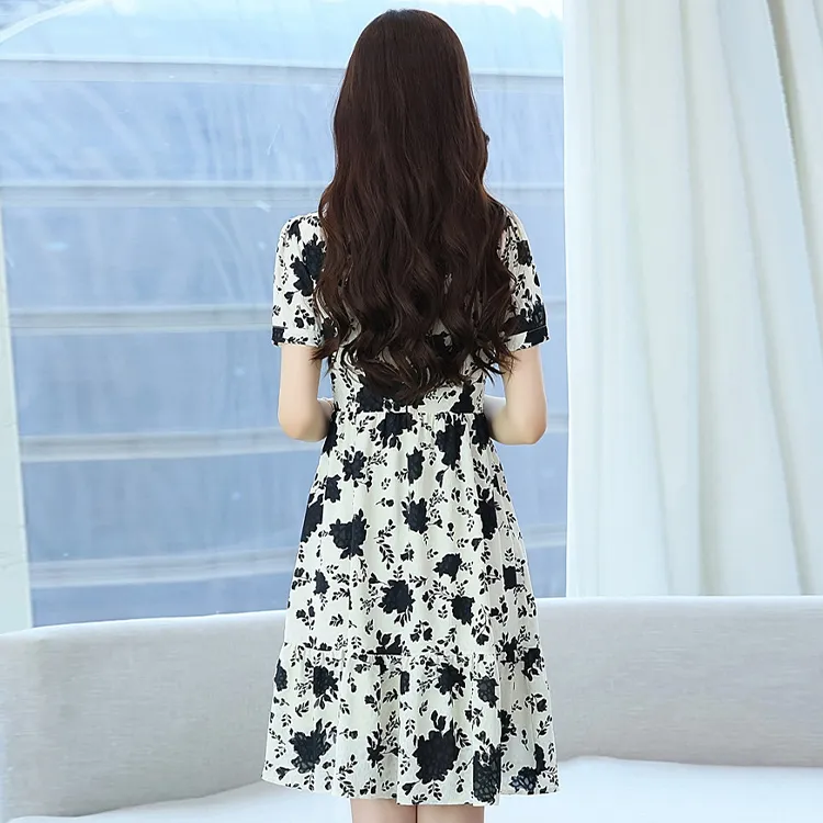 HUASJ Short Sleeved Dresses Women's Black-3