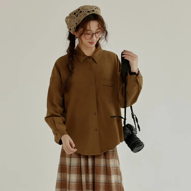 HUASJ Shirts Women's Khaki-3