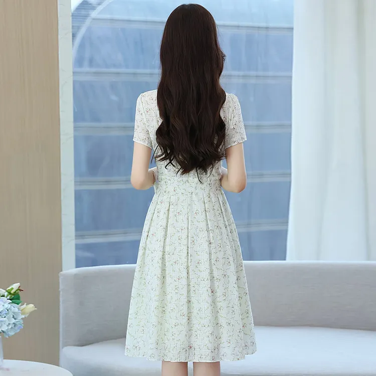 HUASJ Short Sleeved Dresses Women's Beige-3