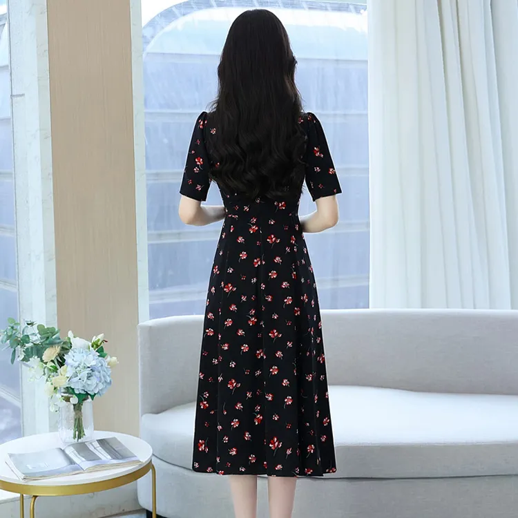 HUASJ Short Sleeved Dresses Women's Black-3
